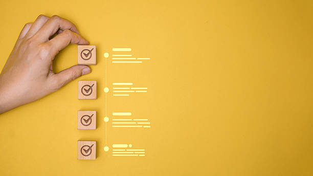 istock Task Completion and Checklist Concept with Hand Holding Wooden Block 2249741190