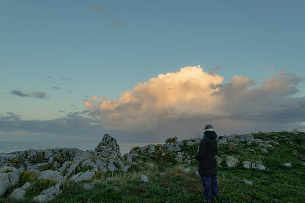 The rocky coastline of the Bay of Biscay in autumn