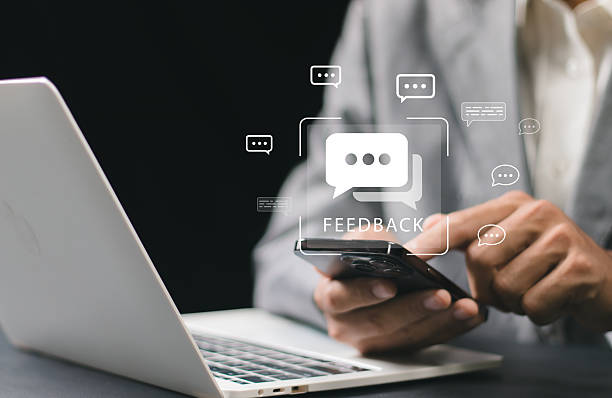istock Manager collects information from customer satisfaction to develop products and services, Feedback concept, user comment rating online, writing feedback review, reputation management. 2249745153