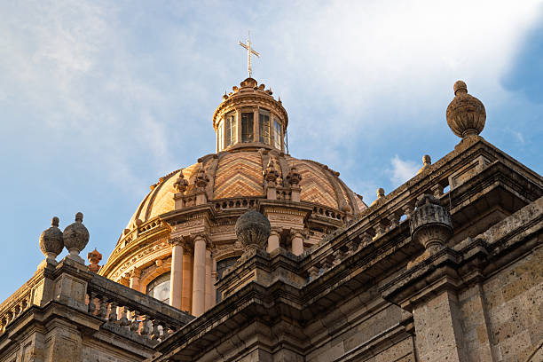 Cathedral dome at sunset seen from below in Guadalajara, Mexico