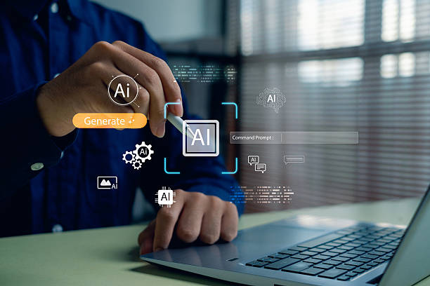 istock person using a digital pen to interact with futuristic AI interface icons on laptop, representing artificial intelligence innovation, smart technology solutions, automation, modern digital workflow. 2249748446