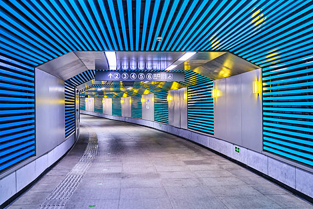 Empty Maastunnel in Rotterdam, underneath the Meuse river (Maas).