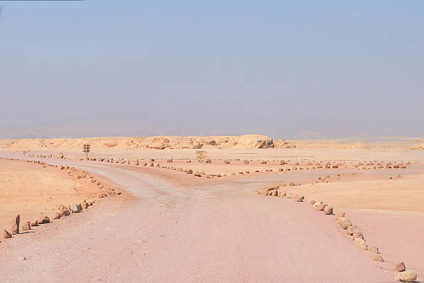 Discover the intriguing Half Desert Road in Dubai, United Arab Emirates, on a sunny day. The desert sand partially covers the abandoned road, creating a unique and captivating scene of nature reclaiming the urban landscape.