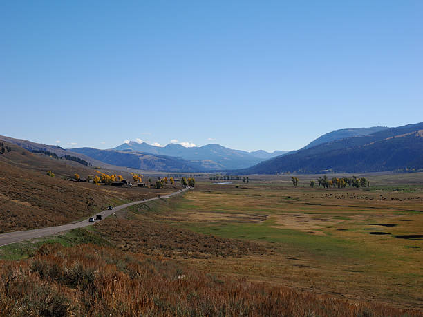 istock Paved Highway Through Vast Autumn Valley in Yellowstone 2249771120