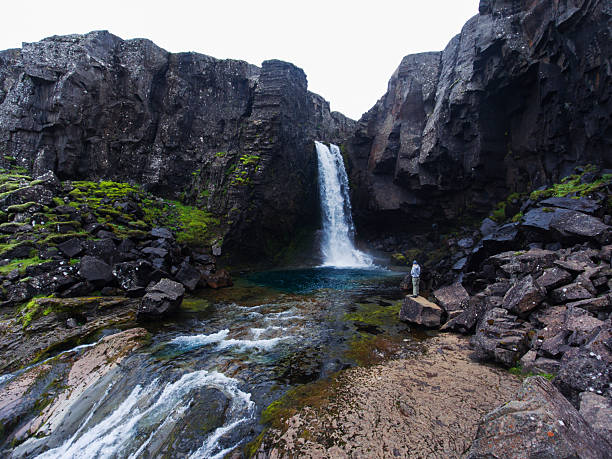 View of the powerful  waterfalll in Iceland