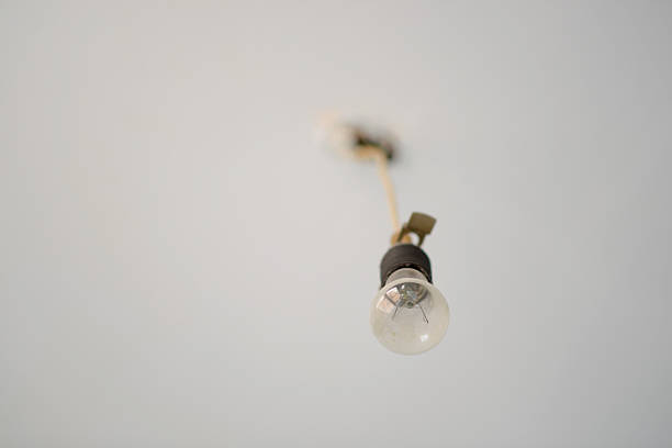 Old Hanging Light Bulb on Ceiling - Minimalist Interior Renovation Concept