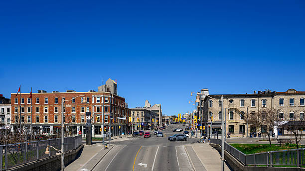 Guelph, ON, Canada - April 27, 2025: The  mid-sized Canadian city, known for being safe, environmentally focused, under blue skies.