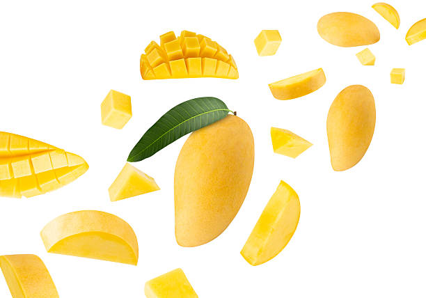 istock Falling Yellow Mango isolated on white background with clipping path, full depth of field 2249780820