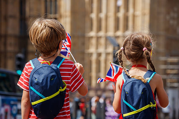 istock Young explorers boy and girl with flag embark on sightseeing 2249784876