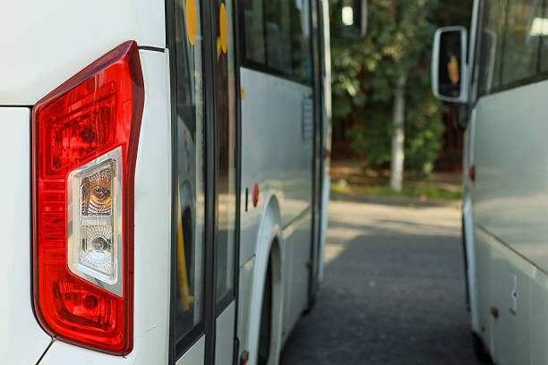 istock Close focus on bus rear light with additional vehicles in soft background 2249808869