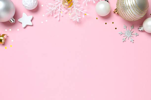 istock Festive Christmas background with various decorations and balls, copy space composition 2249813014