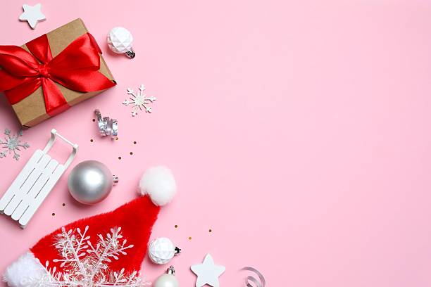 istock Festive Christmas background with various decorations and balls, copy space composition 2249813035
