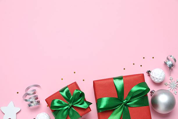 istock Festive Christmas background with gift boxes and various decorations and balls, copy space composition 2249813081