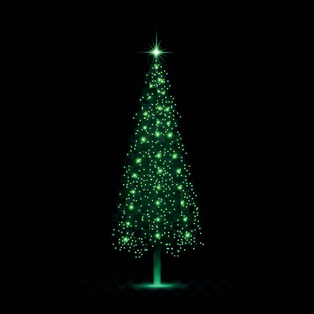 istock Bright festive tree made of colorful bokeh and glitter. Abstract light christmas tree with shimmering light reflections. eps10 2249820438