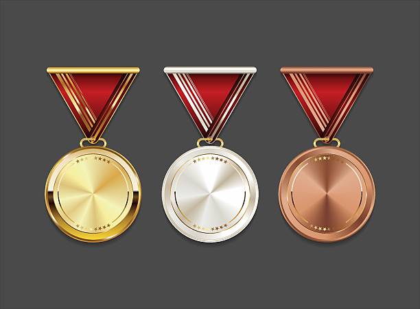 istock Realistic medal set. Award golden, silver and bronze blank medals 3d vector realistic illustration. Medal icon set. First, second and third place medals or buttons 2249834631