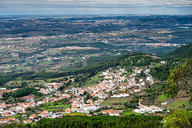 istock Panoramic valley village with farmland seen from mountain ridge 2249837220