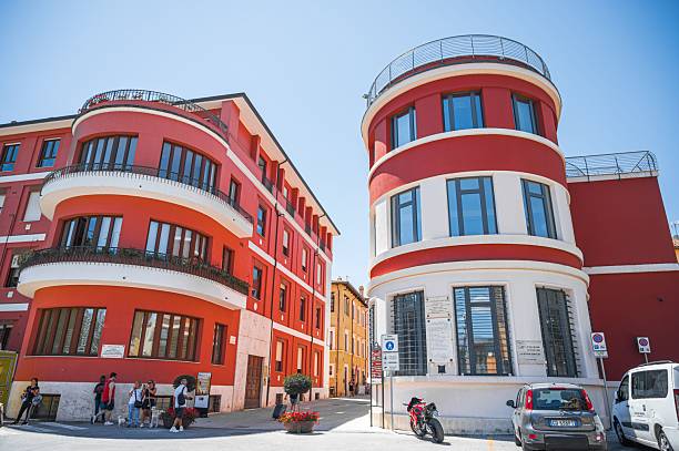 LAquila, Italy – October 01, 2025: The urban construction in L'Aquila, rebuilt after the terrible 2009 earthquake.