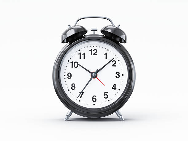 istock Black alarm clock on an isolated white background - 3D Rendered Isolated Object (Clipping path Shadow+Model) 2249841845