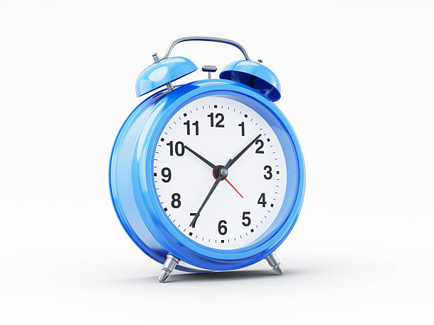 istock Blue alarm clock on an isolated white background - 3D Rendered Isolated Object (Clipping path Shadow+Model) 2249841948