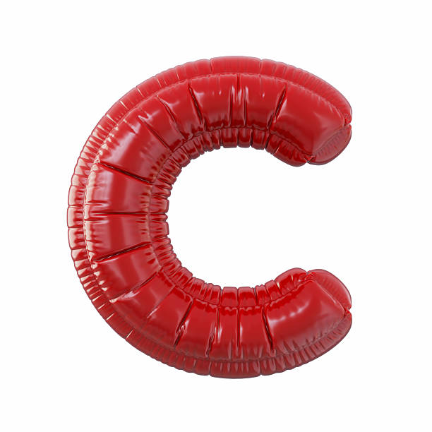 Red Color Letter C Balloon Isolated On White Background