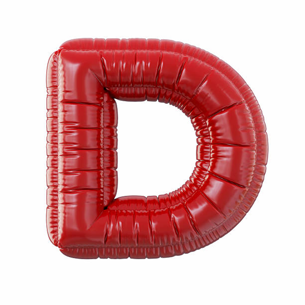 Red Color Letter D Balloon Isolated On White Background