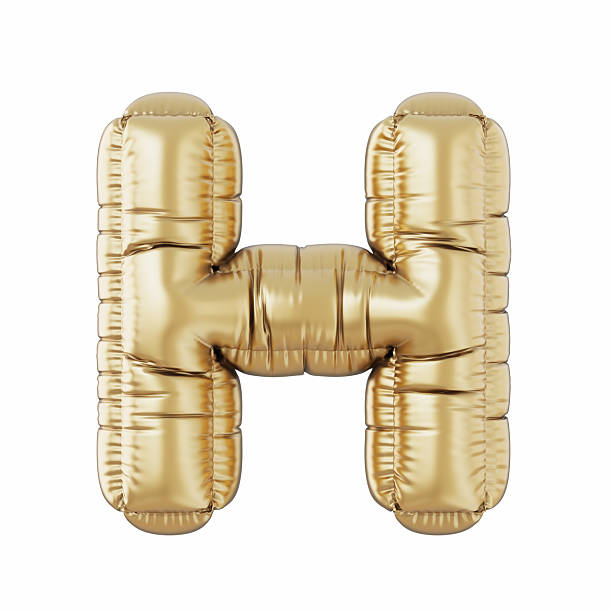 Gold Colored Letter H Balloon Isolated On White Background