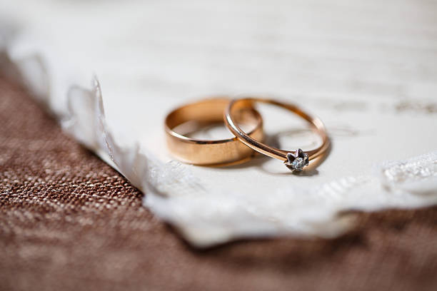 istock gold ring with a stone on the wedding day for the bride 2249856465
