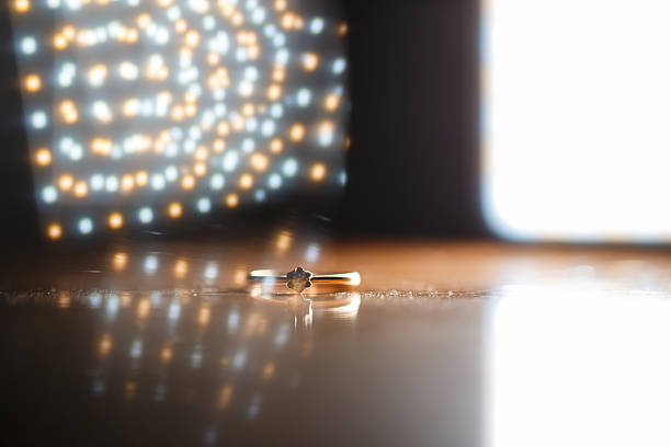 gold ring with a stone on the wedding day for the bride