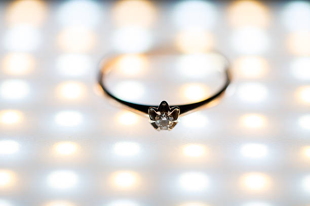 gold ring with a stone on the wedding day for the bride