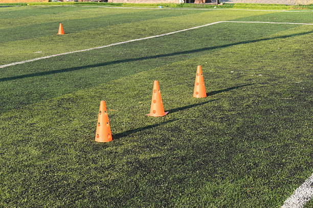 istock soccer equipment sport for training team on artificial grass 2249858158