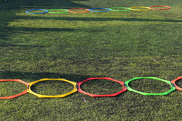istock soccer equipment sport for training team on artificial grass 2249858665
