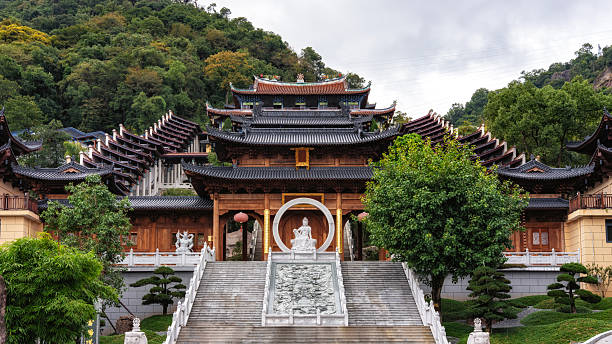 istock Chinese traditional exquisite temple architecture surrounded by lush green trees 2249858769