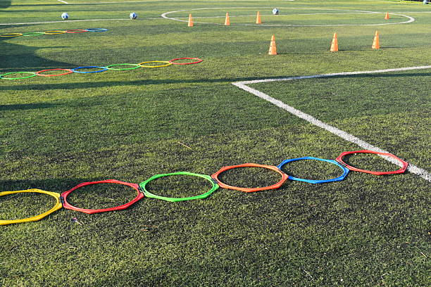 soccer equipment sport for training team on artificial grass