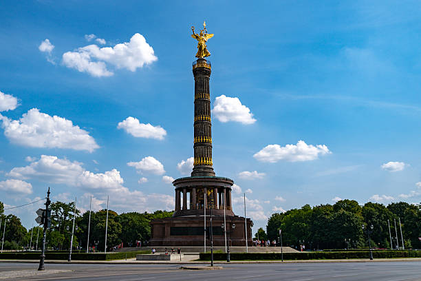 istock Victory Column in Berlin. Historic monument under bright sky. Golden statue Victory Column above Berlin. Architectural details in Berlin. 2249859788