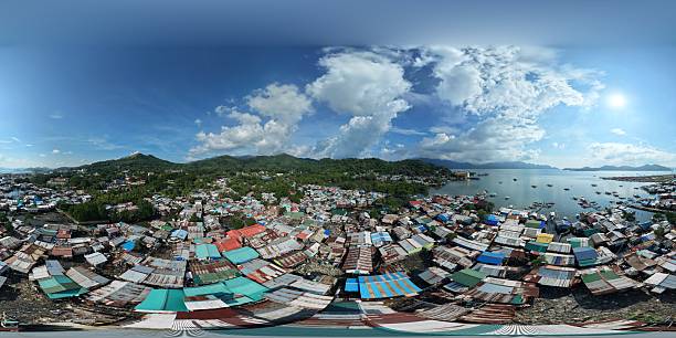 istock Low altitude 360 view over empty reclaimed land near Coron coasta 2249861568