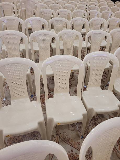 istock Full frame shot of white wedding chairs 2249861959