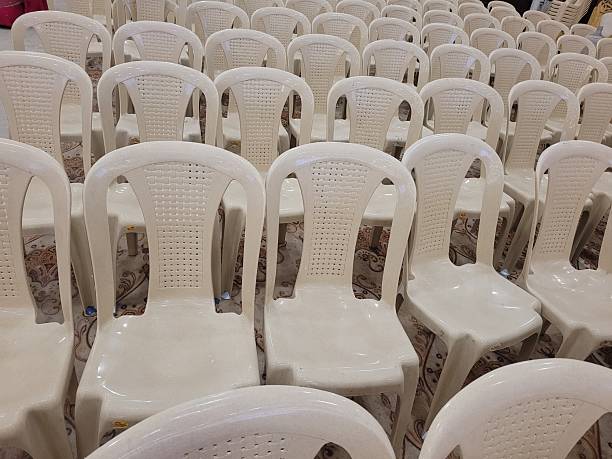 istock Full frame shot of white wedding chairs 2249861961