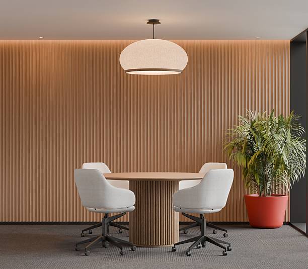 istock Modern Small Meeting Room Interior with Poster Frames Mockup – 3D Rendering 2249864649