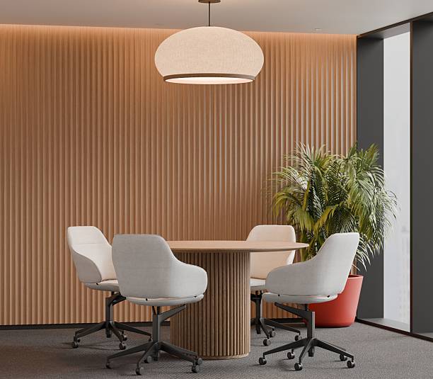 istock Modern Small Meeting Room Interior with Poster Frames Mockup – 3D Rendering 2249864667
