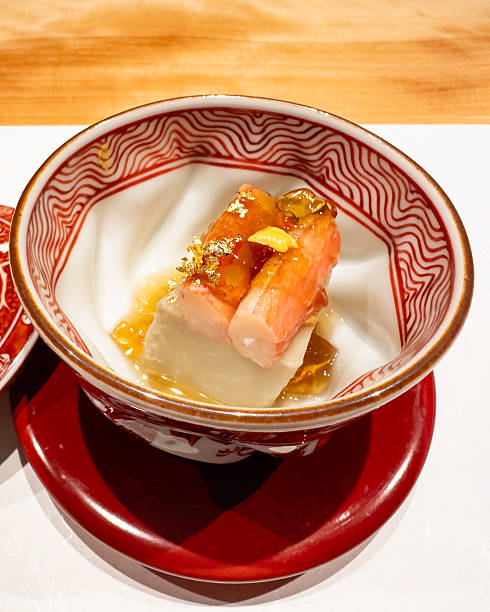 istock Japanese Kaiseki Appetizer with Crab and Tofu Served in Lacquer Bowl 2249867702