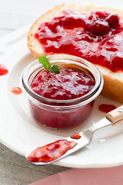 Strawberry jam and jam toast.