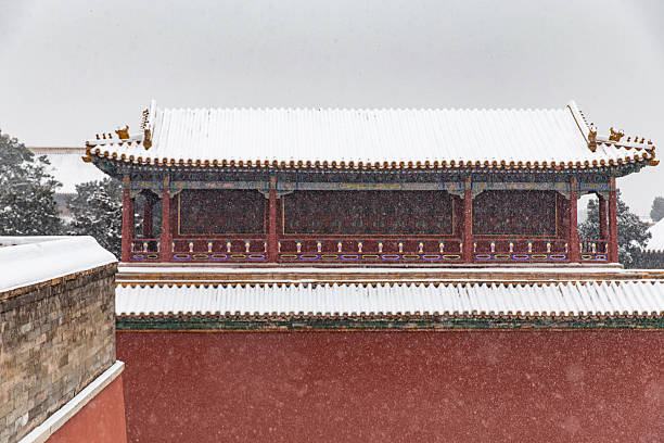 high angle snow view of Forbidden City