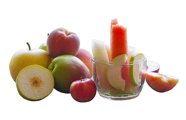 fruit snack in a red bowl