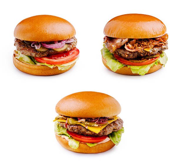 istock Delicious burgers displayed on a white background ready to be served 2249891183