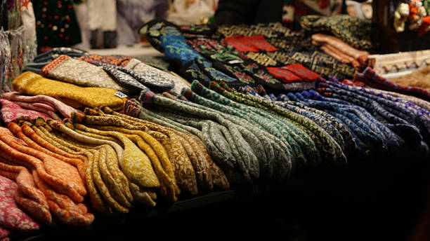 istock Colorful Woolen Sock Display At Market Stall With Rich Textures, Patterns, And Warmth 2249895084