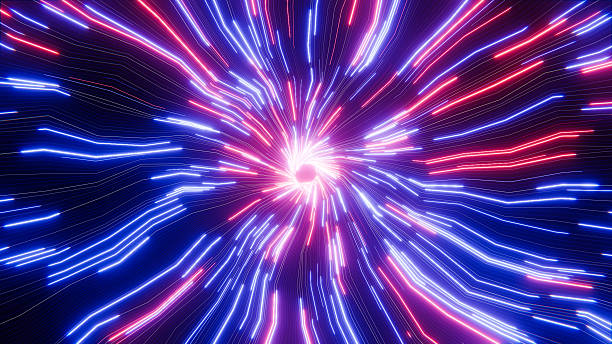 istock Pink and blue neon lights converge on a central point, creating a unique and dynamic visual 2249895551