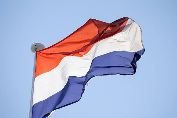 detail of a french flag fluttering in the wind