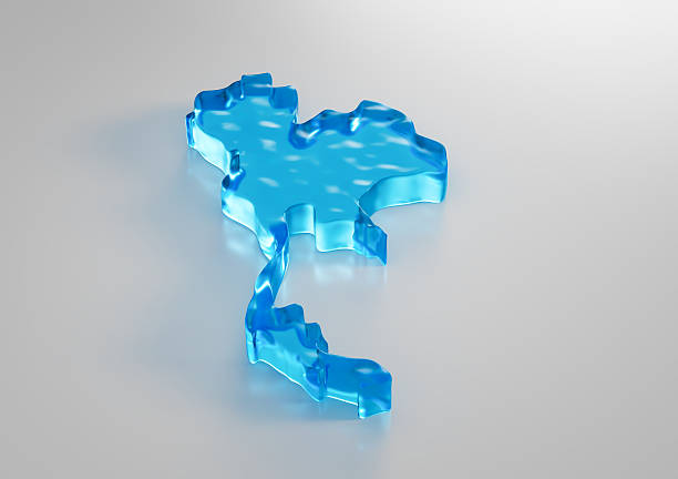 Water Ice Map Of Thailand Global Warming Melting Glacier In Deep Ocean Blue Water 3d Illustration