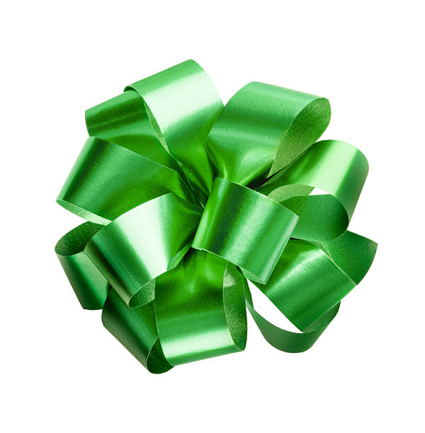 istock Decorative green gift bow isolated on white background with clipping path. Christmas gifts, Valentines presents,holiday packaging, birthdays, weddings, and festive decorations. Closeup design element 2249898568