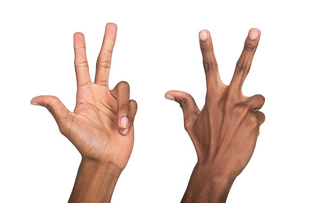 istock Three finger gesture. African man hand showing number three with raised fingers, symbol of 2249900769